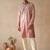 peach embroidered silk kurta with cotton cream pajama 