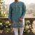 light blue embroidered silk kurta with cotton cream pajama 