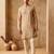 peach embroidered silk kurta with cotton cream pajama 