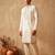 White embroidered silk kurta with cotton cream pajama 