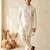 White embroidered silk kurta with cotton cream pajama 