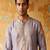 lilac embroidered silk kurta with cotton cream pajama 