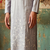 Grey embroidered silk kurta with cotton cream pajama 