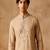 peach embroidered silk kurta with cotton cream pajama 