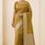 mustard gold plain anchal zari border semi silk blend banarasi saree