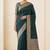 bottle green plain anchal zari border semi silk blend banarasi saree