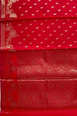 red floral zari booti semi silk blend banarasi saree 4