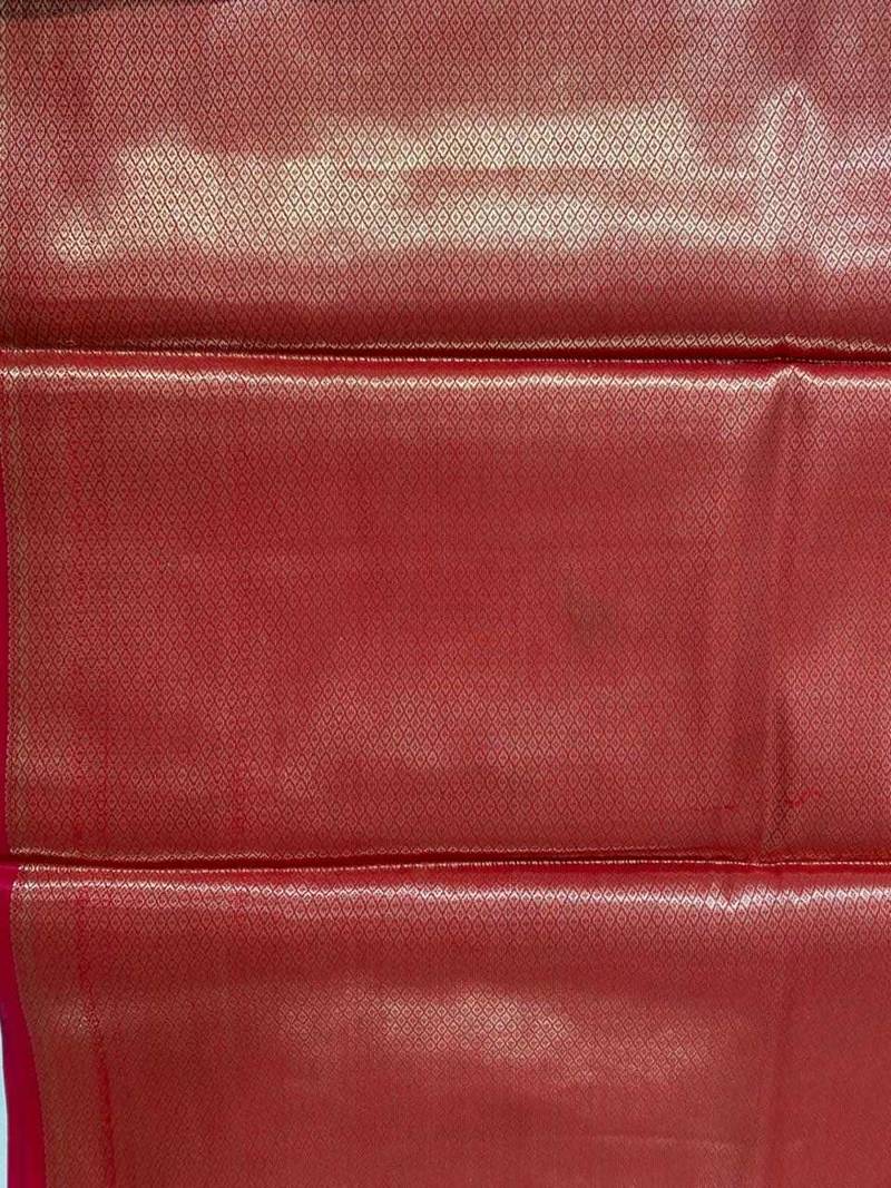 red floral zari booti semi silk blend banarasi saree