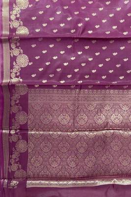 plum floral zari booti semi silk blend banarasi saree 5