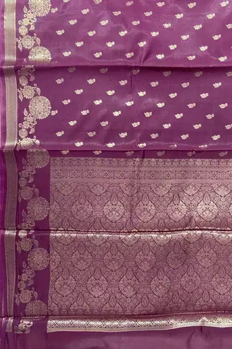 plum floral zari booti semi silk blend banarasi saree
