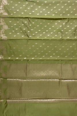 pista green floral zari booti semi silk blend banarasi saree 4