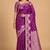 purple floral zari booti semi silk blend banarasi saree