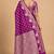 purple floral zari booti semi silk blend banarasi saree
