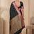 black floral zari booti semi kataan silk blend banarasi saree