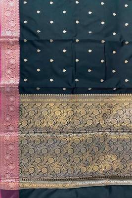 black floral zari booti semi kataan silk blend banarasi saree 4