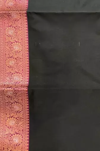 black floral zari booti semi kataan silk blend banarasi saree