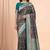 black & turquoise contrast colour floral zari jaal chiniya silk blend banarasi saree