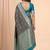 black & turquoise contrast colour floral zari jaal chiniya silk blend banarasi saree