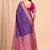 purple & ranipink contrast colour floral zari jaal chiniya silk blend banarasi saree
