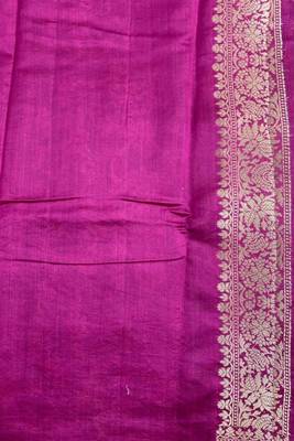 purple & ranipink contrast colour floral zari jaal chiniya silk blend banarasi saree 5