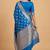 teal blue floral booti zari chiniya silk blend banarasi saree
