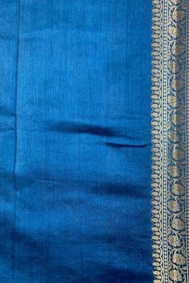 teal blue floral booti zari chiniya silk blend banarasi saree 5