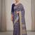 blue bandhani work bandhej banarasi saree