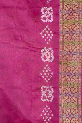 pink bandhani work bandhej banarasi saree 4