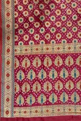 red bandhani work bandhej banarasi saree 4
