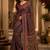 Navy blue color digital printed chanderi cotton ready to wear saree with blouse