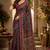 Navy blue color digital printed chanderi cotton ready to wear saree with blouse