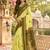 Dark green color digital printed chanderi cotton ready to wear saree with blouse