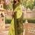 Dark green color digital printed chanderi cotton ready to wear saree with blouse