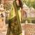 Dark green color digital printed chanderi cotton ready to wear saree with blouse
