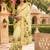 Chiku color digital printed chanderi cotton ready to wear saree with blouse