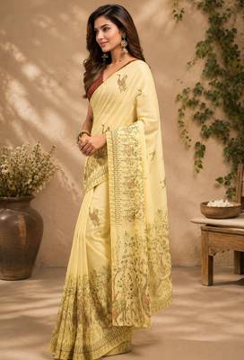 chiku digital printed chanderi ready to wear saree with blouse 3