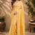 Yellow color digital printed chanderi cotton ready to wear saree with blouse