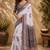 white digital printed chanderi ready to wear saree with blouse