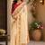 cream digital printed chanderi ready to wear saree with blouse