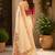 cream digital printed chanderi ready to wear saree with blouse