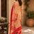 red digital printed chanderi ready to wear saree with blouse