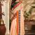Peach color digital printed chanderi cotton ready to wear saree with blouse