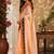 Peach color digital printed chanderi cotton ready to wear saree with blouse
