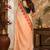 Peach color digital printed chanderi cotton ready to wear saree with blouse