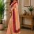 Peach color digital printed chanderi cotton ready to wear saree with blouse