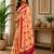 Peach color digital printed chanderi cotton ready to wear saree with blouse