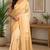 Chiku color digital printed chanderi cotton ready to wear saree with blouse