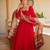 red color mirror fancy lace silk blend gown palazzo set