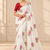 White durga pooja silk blend saree with khatli work