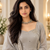 grey color foli work silk blend top bottom set